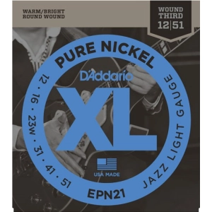 Cadenas DAddario XL Pure Nickel Wound Jazz 12-51