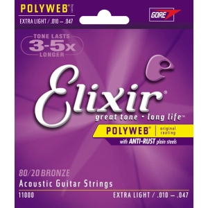 Cadenas Elixir Acoustic 80/20 Bronze PW Extra Light 10-47