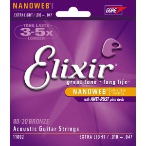 Cadenas Elixir Acoustic 80/20 Bronze NW Extra Light 10-47