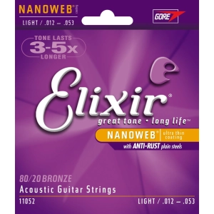 Cadenas Elixir Acoustic 80/20 Bronze NW Light 12-53