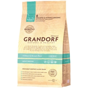 Comida para gatos Grandorf Adult Indoor 4 Meat/Rice 2 kg