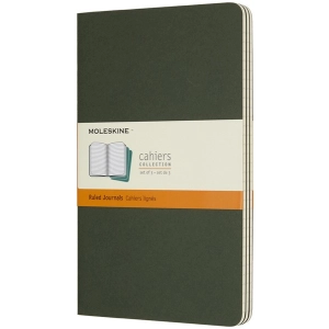 Bloc de notas Moleskine Set of 3 Ruled Cahier Journals Large Green