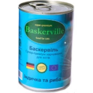 Comida para gatos Baskerville Cat Canned with Turkey/Fish 0,2 kg