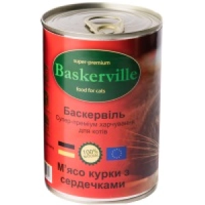 Comida para gatos Baskerville Cat Canned with Chicken/Hearts 0,4 kg