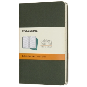 Bloc de notas Moleskine Set of 3 Ruled Cahier Journals Pocket Green