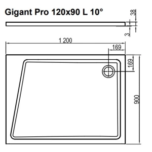 Plato de ducha Ravak Gigant Pro 10° XA05G70101L