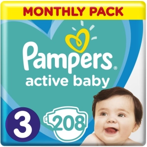 Pañales Pampers Active Baby 3 / 208 pcs