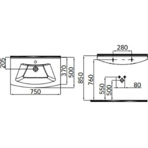 Lavabo Idevit Vega 2801-0755