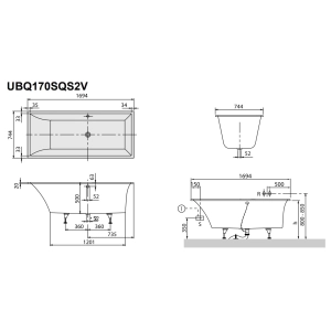 Bañera Villeroy y Boch Squaro Slim 170x75