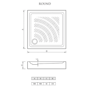 Plato de ducha Koller Pool Round S 90x90