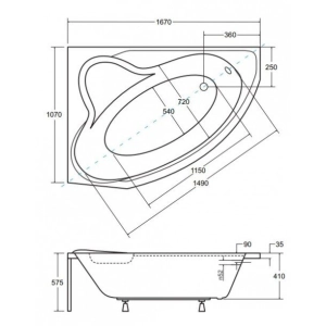 Bañera Besco Delfina 166x107