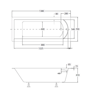 Bañera Besco Shea Slim 140x70