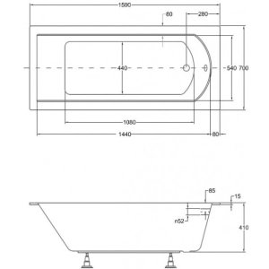 Bañera Besco Shea Slim 160x70