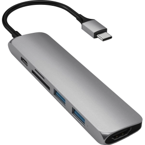 Lector de tarjetas / USB-hub Satechi Slim Aluminum Type-C Multi-Port Adapter V2