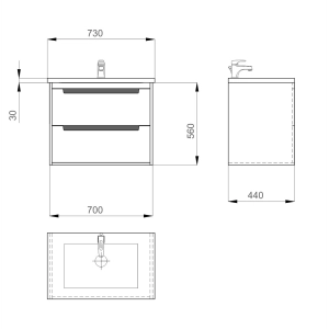 Mueble bajo lavabo SANWERK Greta Air 70