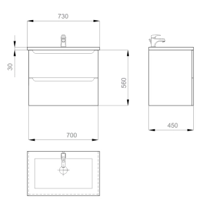 Mueble bajo lavabo SANWERK Era Air 70