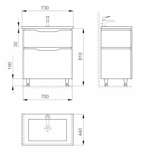 Mueble bajo lavabo SANWERK Alessa 70