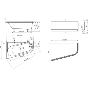 Ravak Chrome Asymmetric 160x105