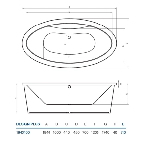 Bañera Koller Pool Design Plus 194x100