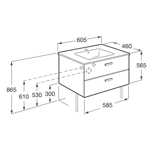 Mueble bajo lavabo Roca Victoria 60/2