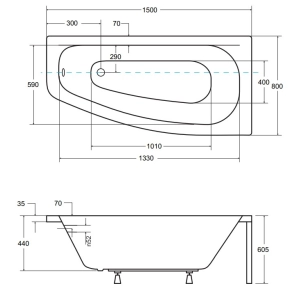 Bañera Besco Luna 150x80