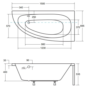 Bañera Besco Milena 150x70