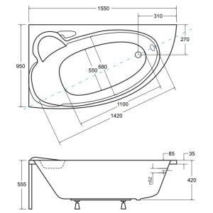 Bañera Besco Finezja Nova 155x95