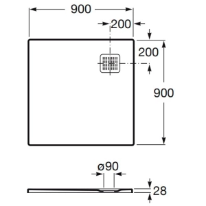 Plato de ducha Roca Terran 90x90 AP0338438401