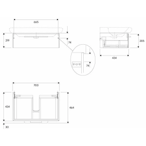 Mueble bajo lavabo Kolo Life 70-1