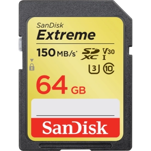 Tarjeta de memoria SanDisk Extreme SDXC Class 10 UHS-I U3 150 MB/s 64 Gb