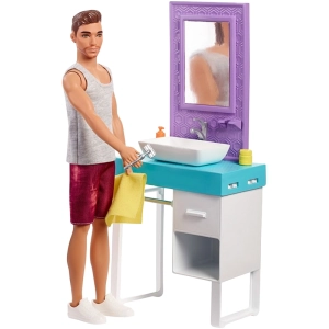 Muñeco Barbie Ken and Bathroom FYK53