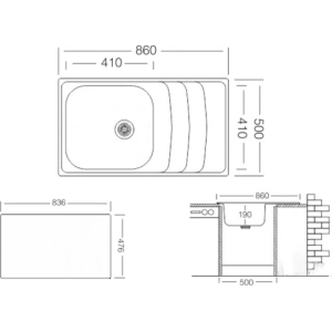 Fregadero Ukinox Wave L 860 500 GT 8K