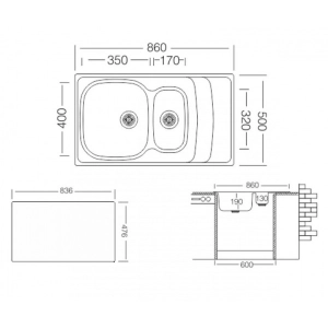 Fregadero Ukinox Wave L 860 500 15 GT 8K