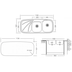 Fregadero Ukinox Wave P 1160 500 20 GT 8K