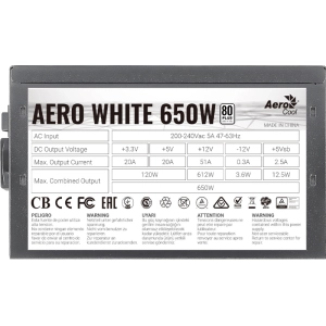 Fuente de alimentación Aerocool Aero White 650W