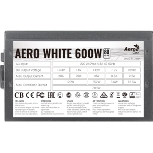 Fuente de alimentación Aerocool Aero White 600W