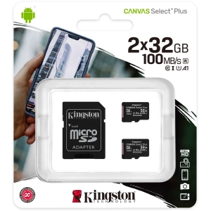 Kingston microSDHC Canvas Select Plus 2 Pack 32Gb