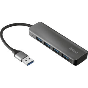 Lector de tarjetas / USB-hub Trust Halyx Aluminium 4-Port USB 3.2