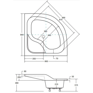 Plato de ducha Besco Oliver II 80x80