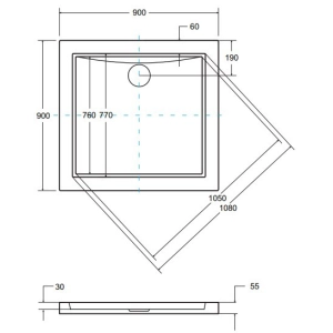 Plato de ducha Besco Aquarius 90x90