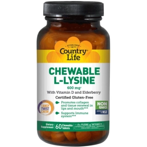 Aminoácidos Country Life Chewable L-Lysine 600 mg 60 tab