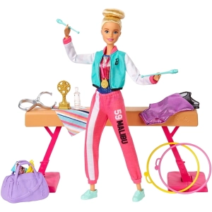 Muñeca Barbie Gymnastics Playset with Doll Balance Beam GJM72