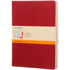 Bloc de notas Moleskine Set of 3 Ruled Cahier Journals XLarge Red