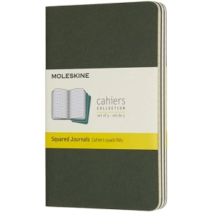 Bloc de notas Moleskine Set of 3 Squared Cahier Journals Pocket Green