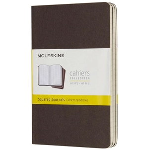 Bloc de notas Moleskine Set of 3 Squared Cahier Journals Pocket Dark Brown