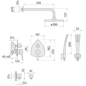 Sistema de ducha Welle Matin 9R1483B-KA24X60D-8D-A