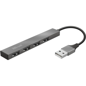 Lector de tarjetas / USB-hub Trust Halyx Aluminium 4-Port Mini