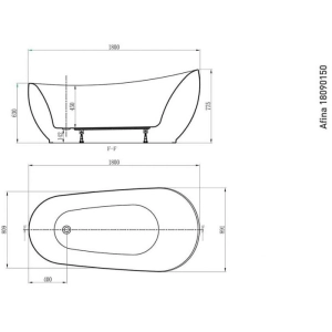 Bañera Devit Afina 180x89