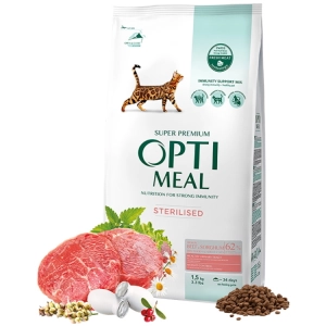 Comida para gatos Optimeal Adult Sterilised with Beef 1,5 kg