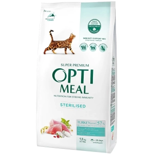 Comida para gatos Optimeal Adult Sterilised with Turkey 1,5 kg